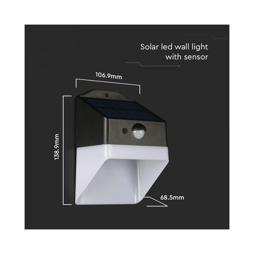 Iluminação solar de parede LED com sensor LED/2W/3,7V 4000K IP65