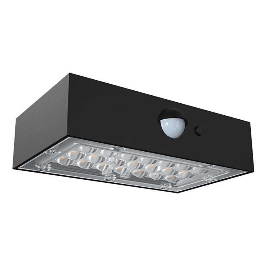 Iluminação solar de parede LED com sensor LED/3W/3,7V 3000K/4000K IP65 preto