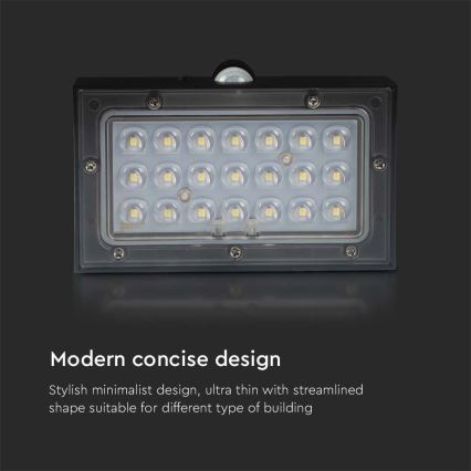 Iluminação solar de parede LED com sensor LED/3W/3,7V 3000K/4000K IP65 preto