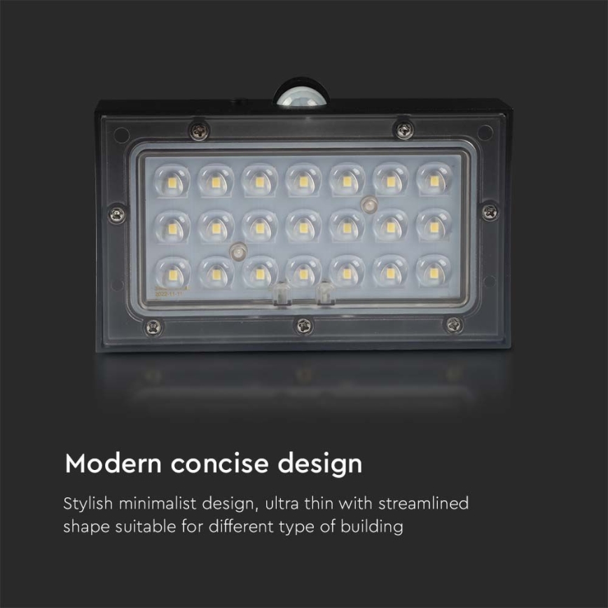 Iluminação solar de parede LED com sensor LED/3W/3,7V 3000K/4000K IP65 preto