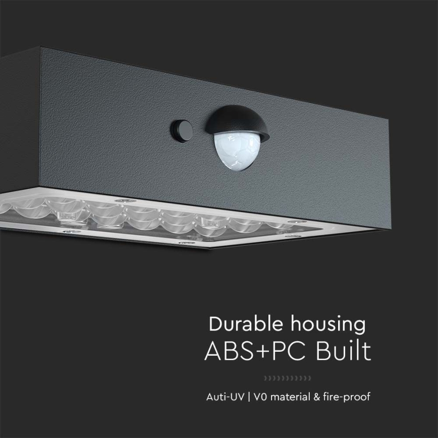 Iluminação solar de parede LED com sensor LED/3W/3,7V 3000K/4000K IP65 preto