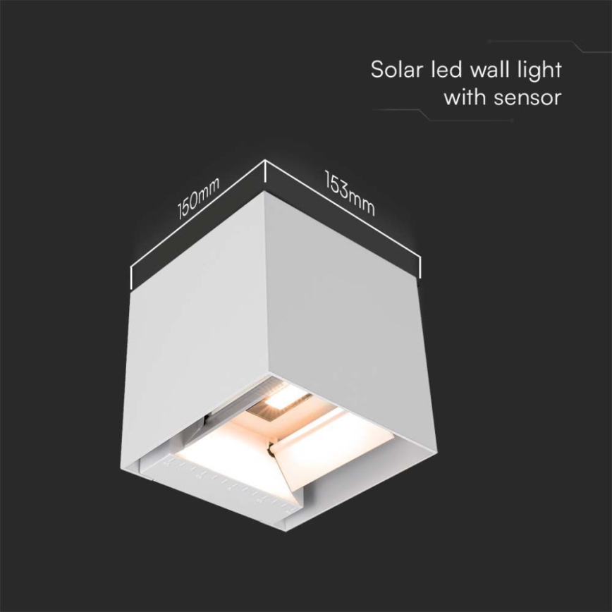 Iluminação solar de parede LED com sensor LED/3W/3,7V IP65 4000K 2600 mAh branco