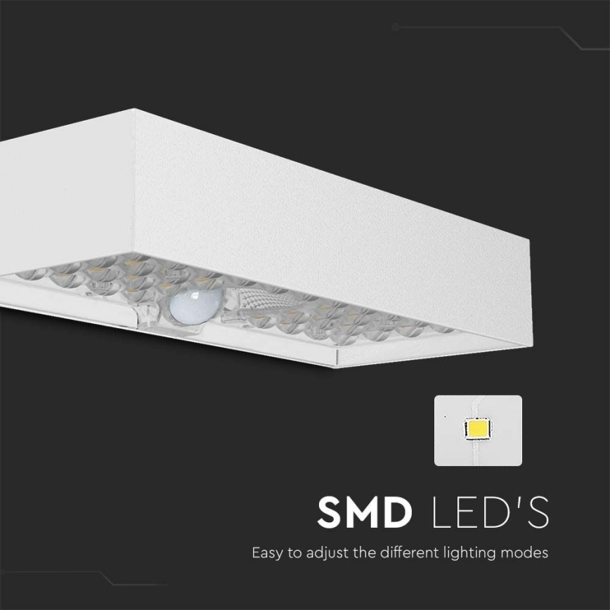 Iluminação solar de parede LED com sensor LED/6W/3,7V IP65 4000K branco
