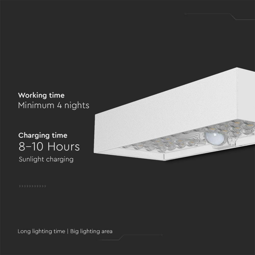 Iluminação solar de parede LED com sensor LED/6W/3,7V IP65 4000K branco