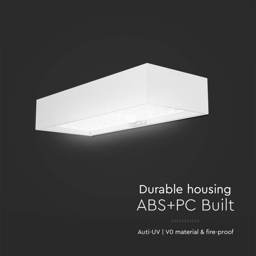 Iluminação solar de parede LED com sensor LED/6W/3,7V IP65 4000K branco