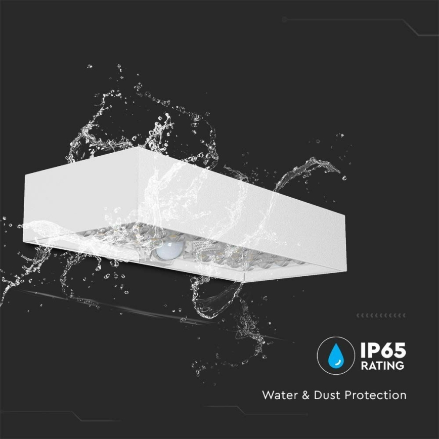 Iluminação solar de parede LED com sensor LED/6W/3,7V IP65 4000K branco