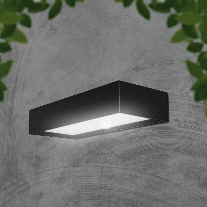 Iluminação solar de parede LED com sensor LED/6W/3,7V IP65 4000K preto