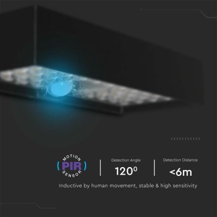 Iluminação solar de parede LED com sensor LED/6W/3,7V IP65 4000K preto