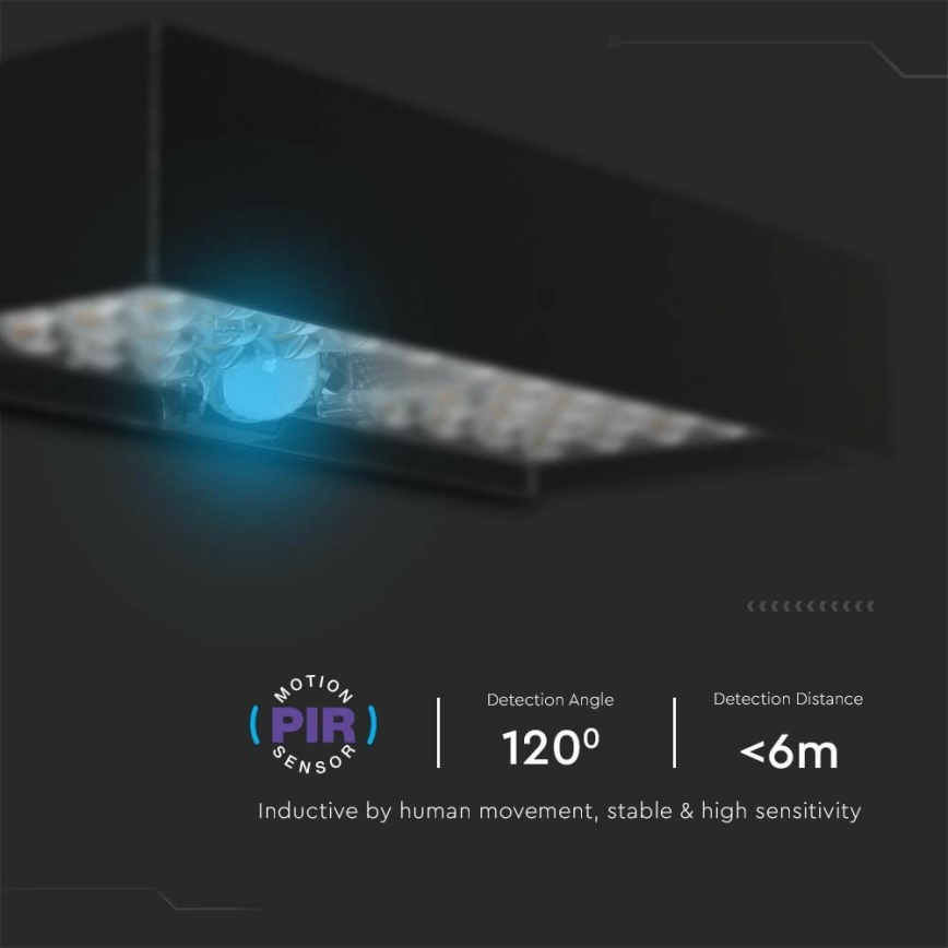 Iluminação solar de parede LED com sensor LED/6W/3,7V IP65 4000K preto