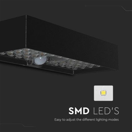 Iluminação solar de parede LED com sensor LED/6W/3,7V IP65 4000K preto