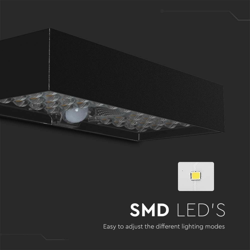 Iluminação solar de parede LED com sensor LED/6W/3,7V IP65 4000K preto