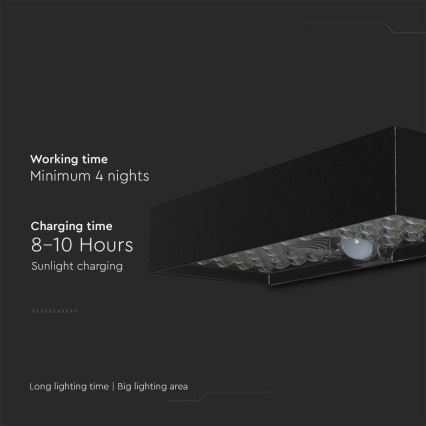 Iluminação solar de parede LED com sensor LED/6W/3,7V IP65 4000K preto