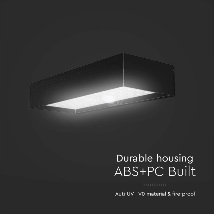 Iluminação solar de parede LED com sensor LED/6W/3,7V IP65 4000K preto