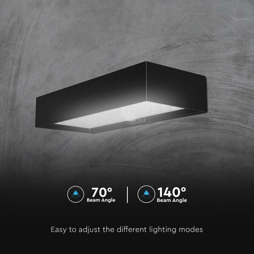 Iluminação solar de parede LED com sensor LED/6W/3,7V IP65 4000K preto