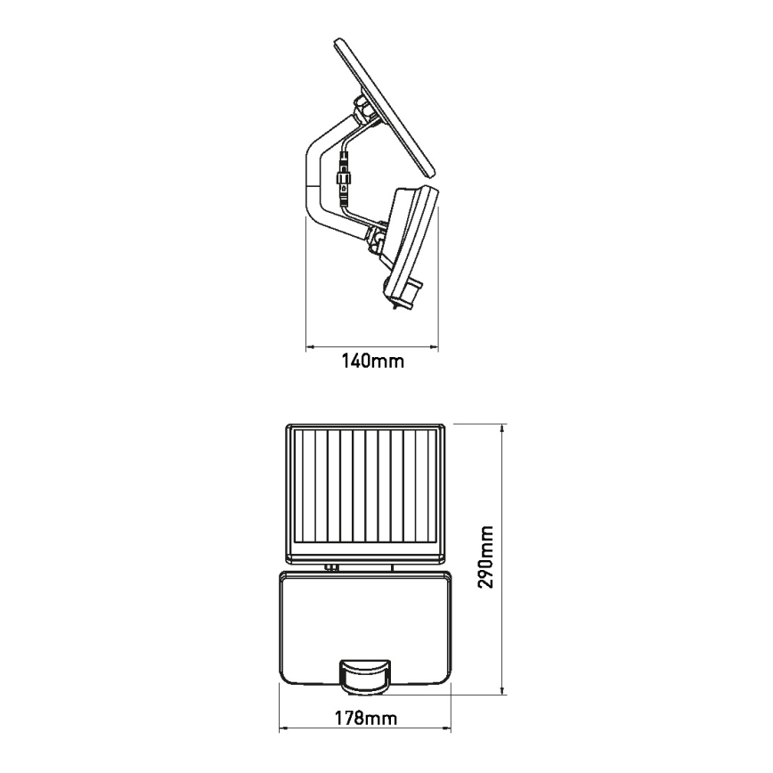 Iluminação solar de parede LED com sensor LED/8W IP54