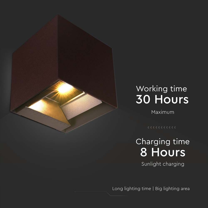 Iluminação solar de parede LED com sensor LED/9W/3,7V 3000/4000/5000K 2600 mAh IP65 castanho