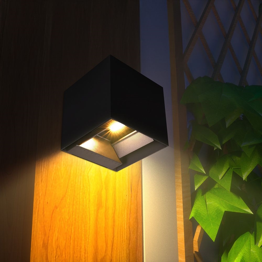 Iluminação solar de parede LED com sensor LED/9W/3,7V 3000/4000/5000K 2600 mAh IP65 preto