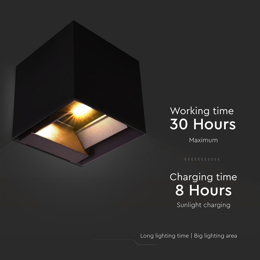 Iluminação solar de parede LED com sensor LED/9W/3,7V 3000/4000/5000K 2600 mAh IP65 preto