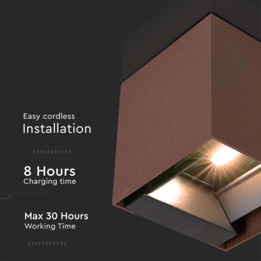 Iluminação solar de parede LED com sensor LED/9W/3,7V IP65 4000K castanho