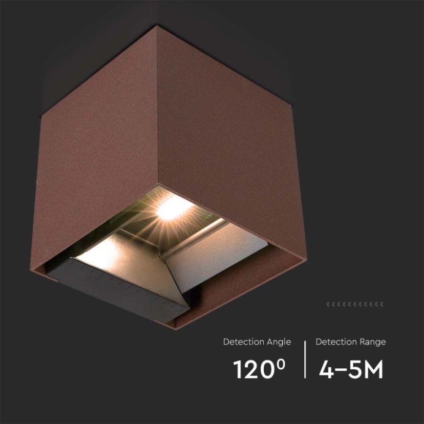 Iluminação solar de parede LED com sensor LED/9W/3,7V IP65 4000K castanho