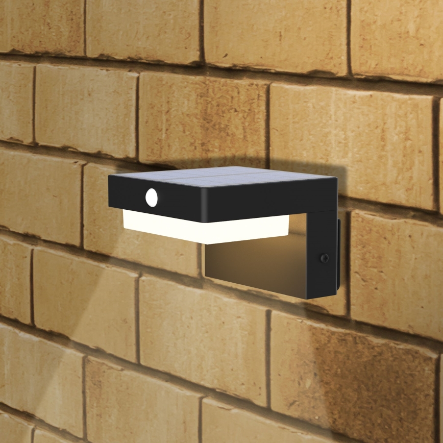 Iluminação solar de parede LED com sensor MALI LED/4,5W/3,7V 2000 mAh IP44 preto