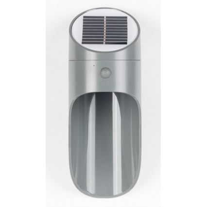 Iluminação solar de parede LED com sensor PALESA LED/1W/3,7V IP65 1800 mAh cinzento