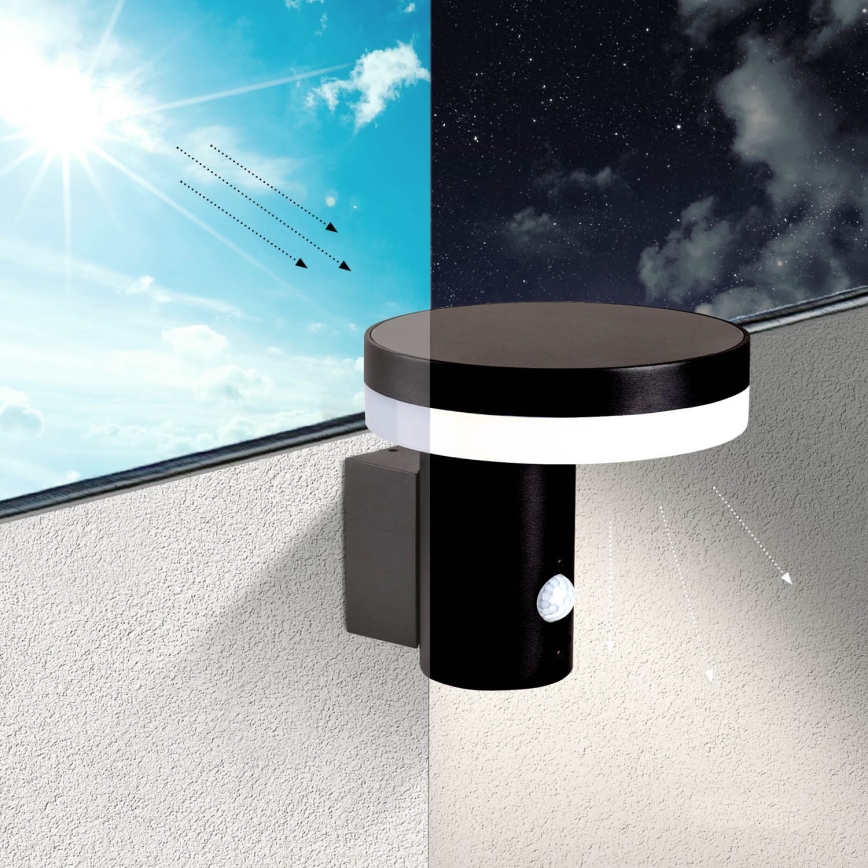 Iluminação solar de parede LED com sensor SOLARIS3 LED/5,5W/3,7V 4000K IP44