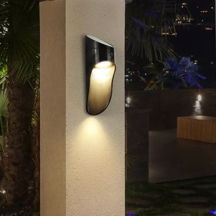 Iluminação solar de parede LED com um sensor PALESA LED/1W IP65 preta