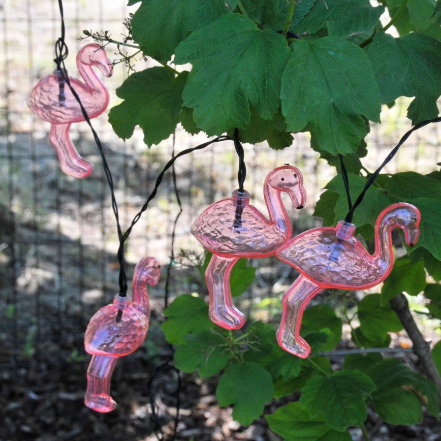 Iluminação solar LED 10xLED IP44 flamingo