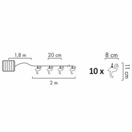 Iluminação solar LED 10xLED IP44 flamingo