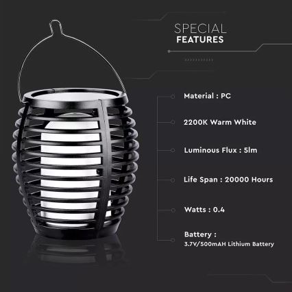 Iluminação solar LED 4 em 1 1xLED/0,45W/3,7V IP44