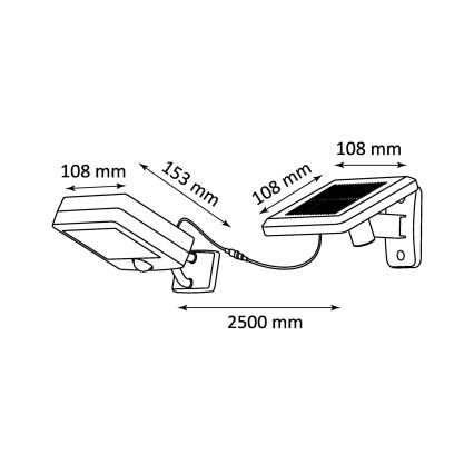 Iluminação solar LED com sensor de movimento e de crepúsculo LED/3xAA IP44