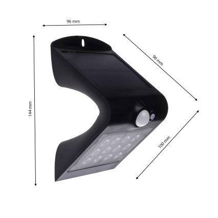 Iluminação solar LED com sensor de movimento e de anoitecer LED/1,5W/1200 mAh 3,7V IP65