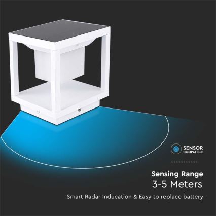 Iluminação solar LED com sensor LED/2W/5,5V 3000K IP65 2600 mAh branco