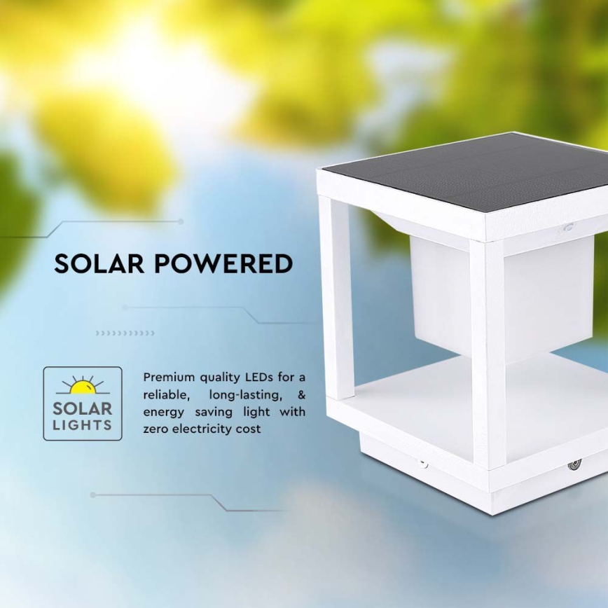Iluminação solar LED com sensor LED/2W/5,5V 3000K IP65 branco