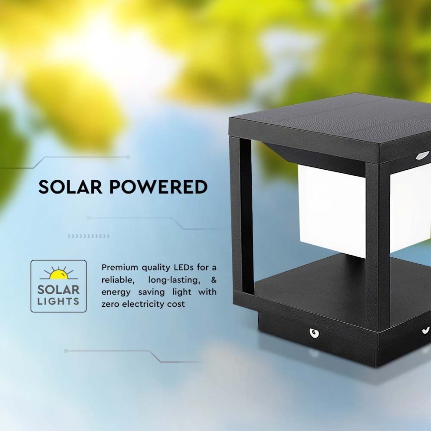 Iluminação solar LED com sensor LED/2W/5,5V 3000K IP65 preto