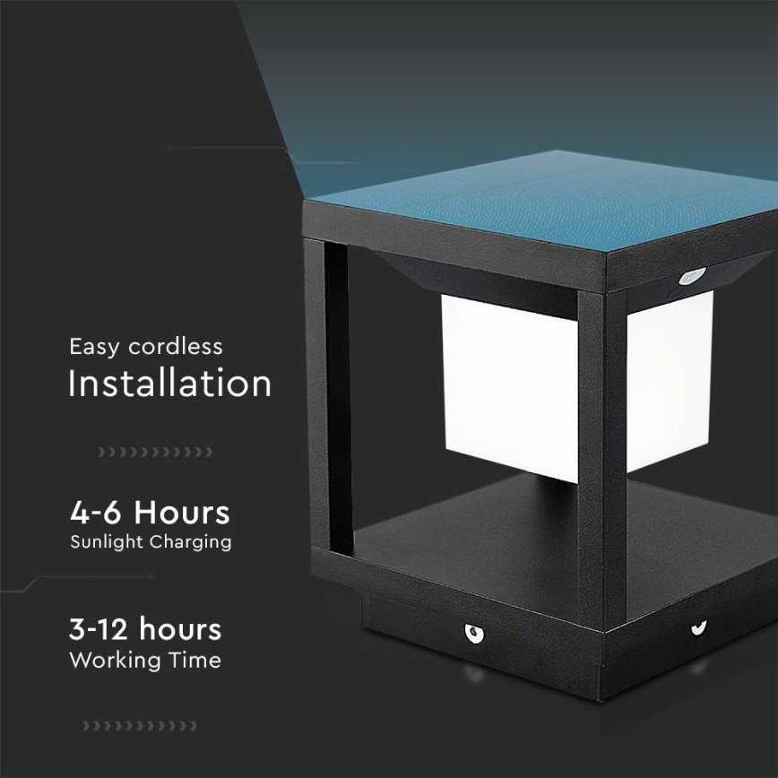 Iluminação solar LED com sensor LED/2W/5,5V 3000K IP65 preto