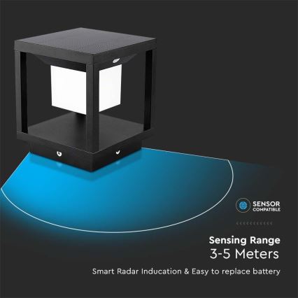 Iluminação solar LED com sensor LED/2W/5,5V 3000K IP65 preto