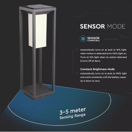 Iluminação solar LED com sensor SAMSUNG CHIP LED/2W/3,7V IP65