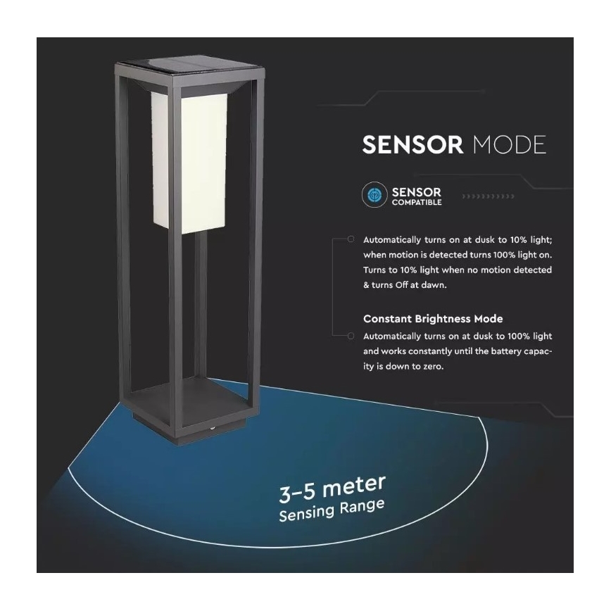Iluminação solar LED com sensor SAMSUNG CHIP LED/2W/3,7V IP65