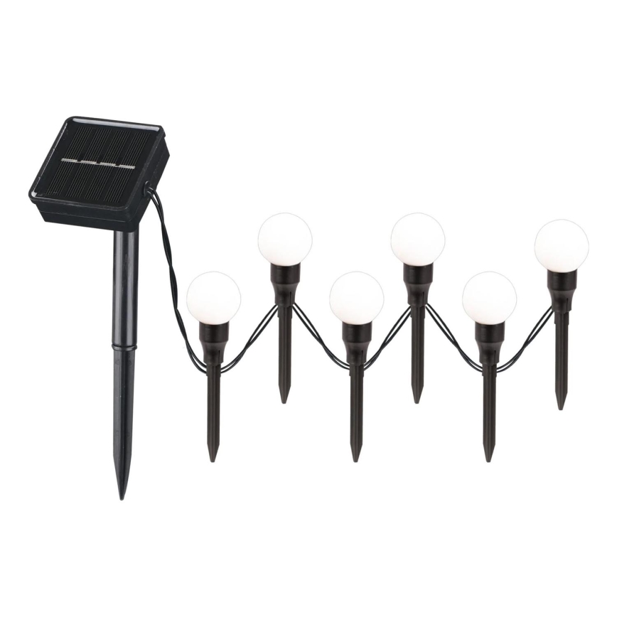 Iluminação solar LED KULKI 6xLED/1,2V 600 mAh 4,3 m IP44 preto/branco