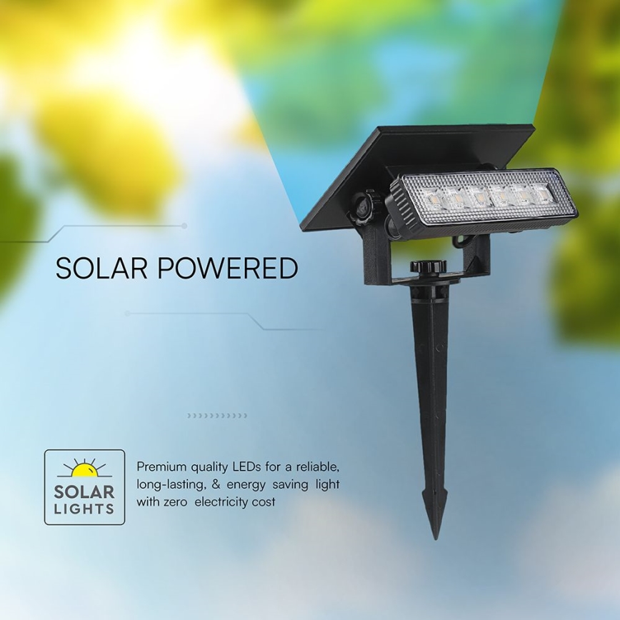 Iluminação solar LED LED/0,9W/3,7V 3000K IP65 preto
