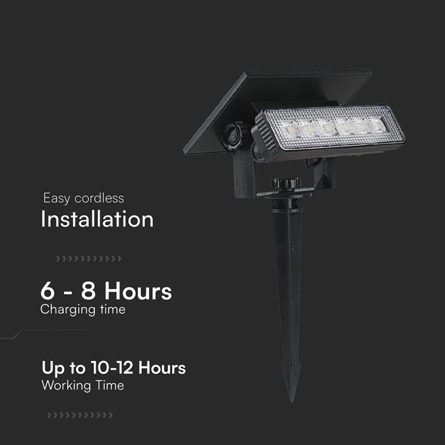 Iluminação solar LED LED/0,9W/3,7V 3000K IP65 preto