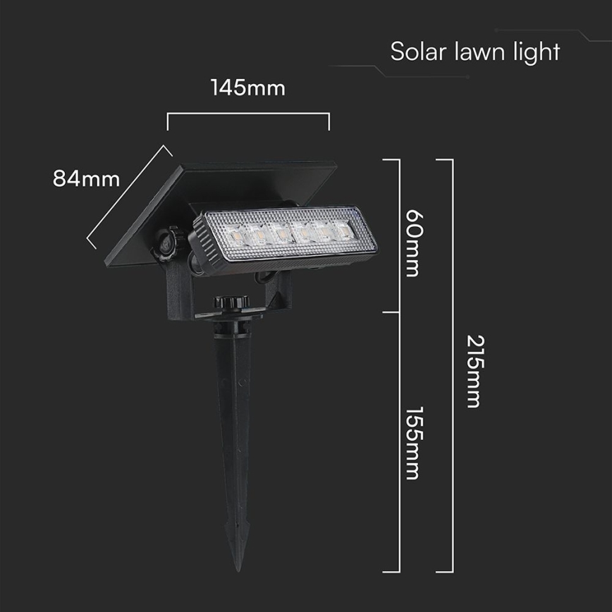 Iluminação solar LED LED/0,9W/3,7V 3000K IP65 preto