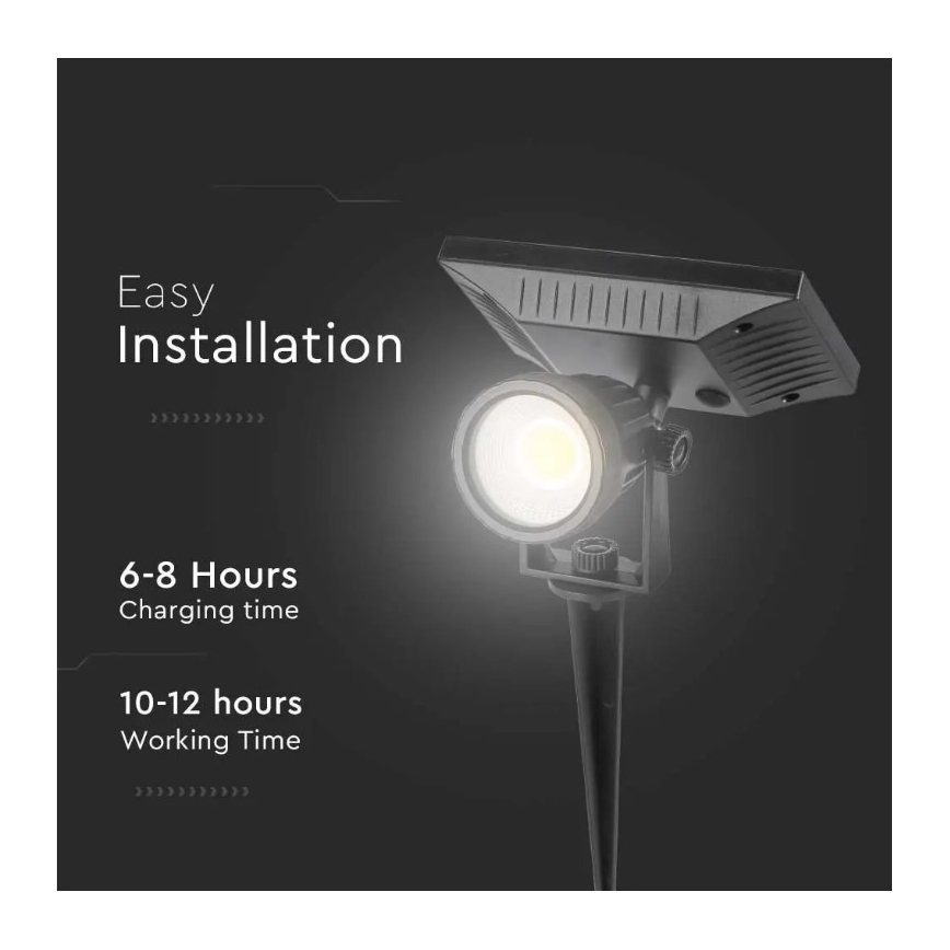 Iluminação solar LED SPIKE LED/2W/5,5V IP65 3000K