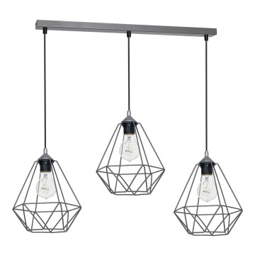 Iluminação suspensa BASKET 3xE27/60W/230V cinzenta