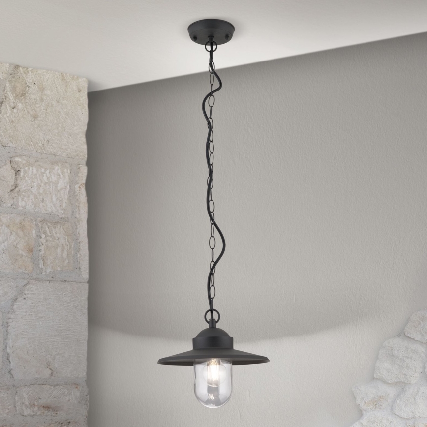 Iluminação suspensa exterior EDWARD 1xE27/60W/230V IP44 preto