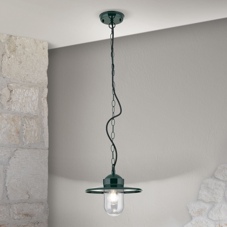 Iluminação suspensa exterior EDWARD 1xE27/60W/230V IP44 verde