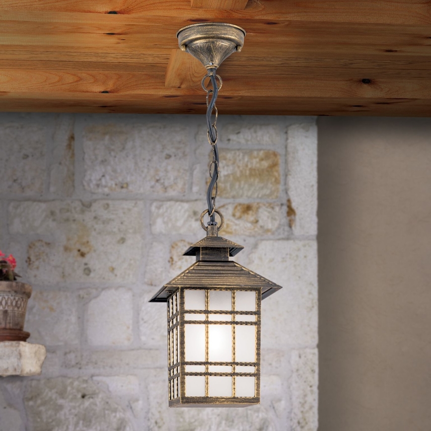 Iluminação suspensa exterior KIKO 1xE27/11W/230V IP44 bronze/pátina