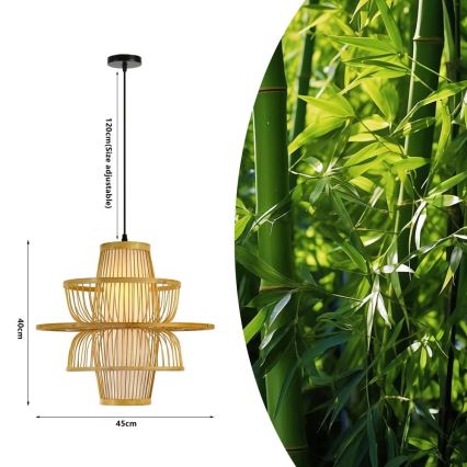 Candeeiro suspenso PINCHOS 1xE27/40W/230V diâmetro 45 cm bambu